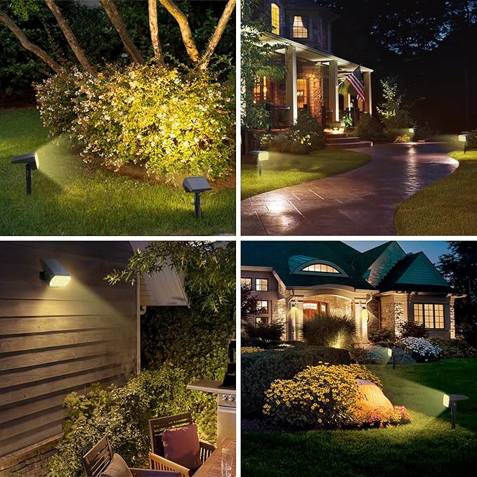 WELALO Solar Spot Lights Outdoor, [10 Pack/65 LED/3 Modes] 2-in-1 Solar Landscape Spotlights, Solar Powered Security Lights, IP68 Waterproof Wall Lights for Walkway Yard Garden Driveway(Warm White)