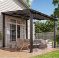 Aoxun 8'x 10' Premium Gazebo with Aluminum Top Frame & Polycarbonate Panel, Wall Mounted Gazebos Pergola, Outdoor Patio Lean to Gazebo, Awnings with Sloped Roof, for Backyard, Porch, Deck