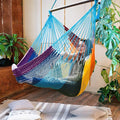 Caribbean Hammock Swing Chair with Spreader Bar, Large Hammock Chair, Hand Craft Rope Hanging Chair Outdoor, Indoor, Bedroom, 330 LBS Weight Capacity, Rainbow