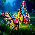 Hexagram Butterfly Garden Decor, Butterfly Solar Lights for Outside, Metal Decorative Large 42.3" Yard Stakes, Solar Outdoor Decorations for Lawn Porch Pathway, Birthday Gardening Gifts for Mom Women