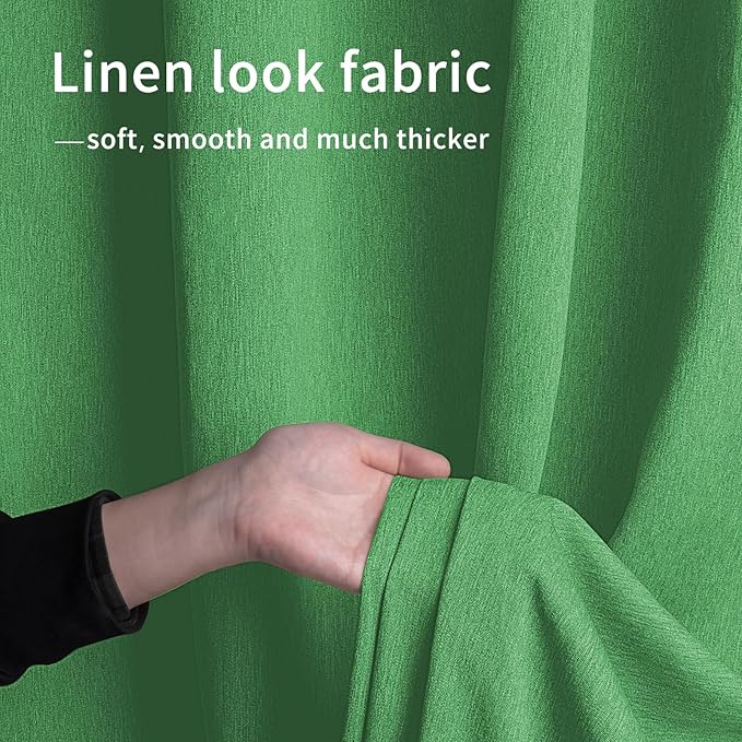 Easy-Going Linen Look Outdoor Curtains Waterproof Windproof Porch Curtains, Soft Thicken Outdoor Privacy Curtains for Patio, Gazebo, Grommet Top and Tab Bottom Drape, 1 Panel, 54x96 inch, Green
