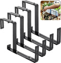 4 Pack Window Box Brackets, No Drill Adjustable Planter Box Brackets, Heavy Duty Deck Railing Planter Holders, Black Metal Flower Pot Hangers for Outdoor Gardens Balconies