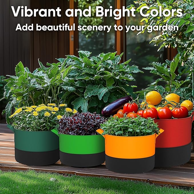 7-Gallon Grow Bags for Potato Planting: 6 Pack Heavy Duty 350G Thickened Tomato Planter Bags with Handles - Fabric Pots Felt Garden Bags for Growing Vegetable Fruit Flower Herb with 10 Plant Labels