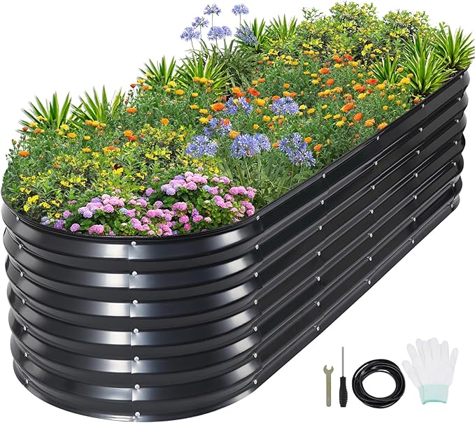 1MORE Raised Garden Bed- Planter Garden Boxes Outdoor, Raised Beds for Gardening.6X2X1.4FT(1pcs)-Grey