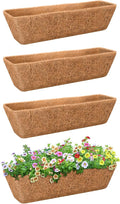 Riare 4 Pack 24 Inch Rectangle Coconut Liners for Planters, Natural Coconut Fiber Planter Liners, Window Box Liner Trough Coco Liner for Outdoor Flower, Garden Wall, Deck & Fence Planter Boxes