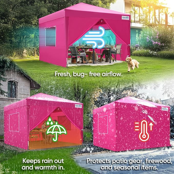 Quictent Privacy 10x10 Pop up Canopy Tent with Sidewalls and Roll-up Ventilated Windows, One Person Setup, Easy Outdoor Commercial Gazebo Shelter Enclosed Waterproof, Bonus 4 Sandbags