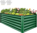 YITAHOME 8x4x3ft Large Raised Garden Bed Kit, Galvanized Metal Planter Box with Gloves, Support Rod & Safety Rubber, Outdoor Above Ground Planters for Plants Vegetables Flowers, Green