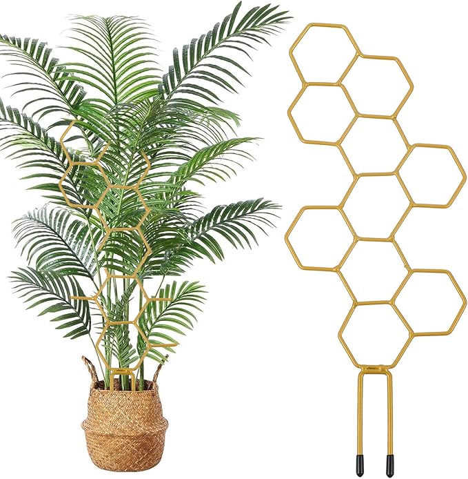 Grevosea 14 Inch Trellis for Climbing Plants Indoor, Plant Trellis Indoor Small Trellis for Potted Plants Honeycomb Metal Pothos Plant Climber Support for Flower Indoor Plants Supports