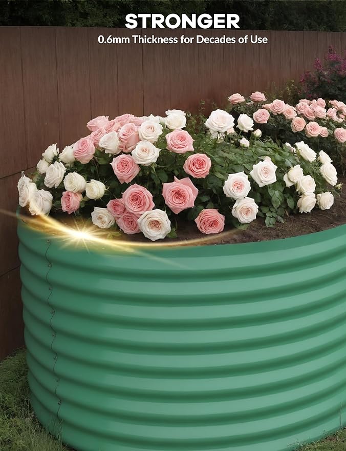GarveeLife 8x4x2 ft Galvanized Raised Garden Bed - 24“ Tall Metal Planter Box for Vegetables, Flowers, Herbs, Rust-Resistant Outdoor Garden Box, Easy Assembly Raised Beds for Gardening, Green