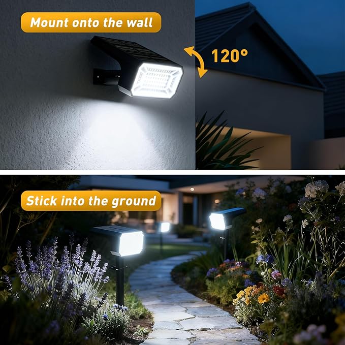 Solar Spot Lights Outdoor Waterproof IP65, [12 Pack/100 LED/4 Modes] 2-in-1 Solar Landscape Spotlights, Auto On/Off High Lumens Spot Lights for Outside Yard Garden Pathway(Cool White)