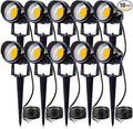 SUNVIE 12W LED Landscape Lights Low Voltage Garden Pathway Lights Super Warm White 12V Waterproof Outdoor Spotlights for Driveway Walkway Yard Patio Porch Trees with Spike Stand (10 Pack)
