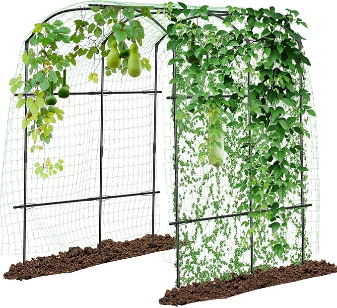 DoCred Tall Garden Arch Trellis for Climbing Plants, 87in Tall Metal Plant Support Trellis Archway for Climbing Vine Vegetable/Fruit/Flower Outdoor Yard Lawn Garden Arch Tunnel Trellis