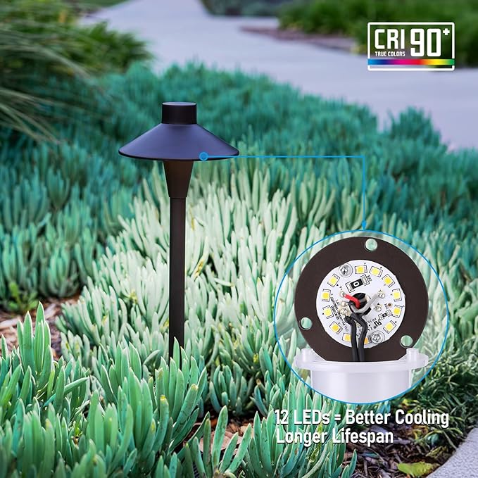 LEONLITE Update 5CCT Low Voltage Pathway Lights, 12-24V LED Landscape Path Light, 1800/2700/3000/4000/5000K, CRI90, IP65 Waterproof Landscape Lighting, Aluminum Housing, Oil Rubbed Bronze, Pack of 6
