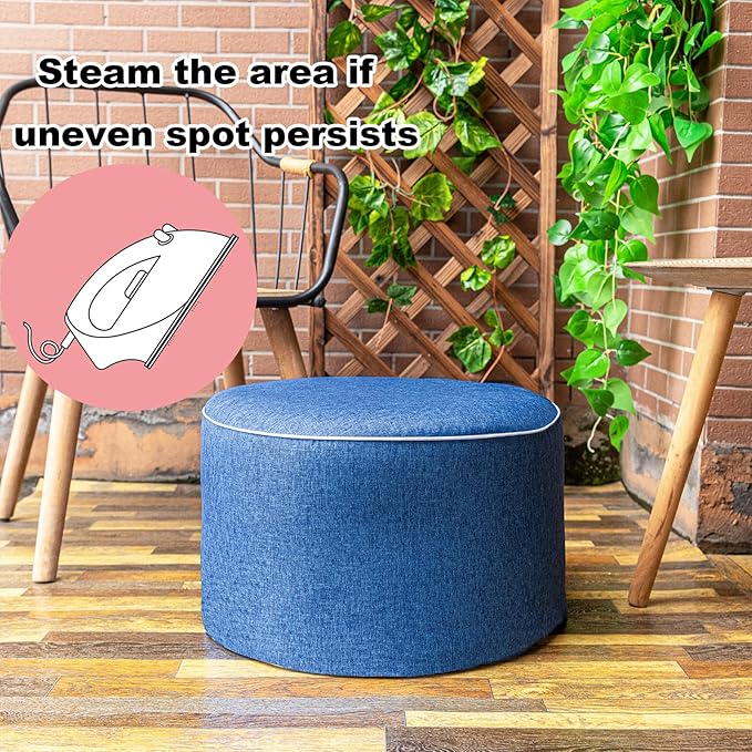 Outdoor Ottoman Outdoor Ottomans for Patio 19x12 Inches Modern Lightweight Foam Stuffed Pouf Outdoor Footstool Footrest Foot Stool Waterproof (Blue)