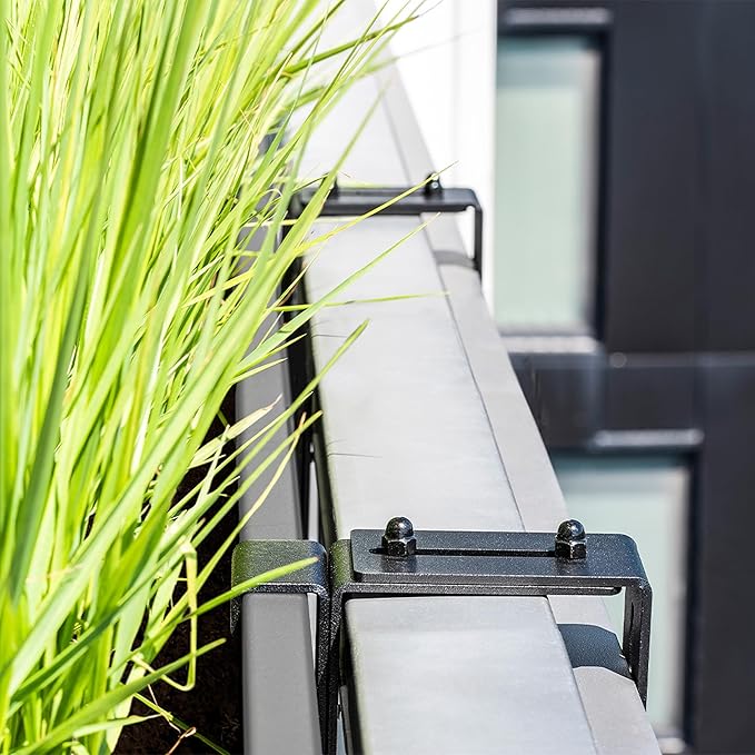 Veradek Block Series Railing Planter - Rectangular Flower Box for Outdoor Balcony/Fence | Durable All-Weather Use with Adjustable Brackets | Modern Décor for Flowers, Succulents, Hanging Plants