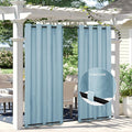 Easy-Going Linen Look Outdoor Curtains Waterproof Windproof Porch Curtains, Soft Thicken Outdoor Privacy Curtains for Patio, Gazebo, Grommet Top and Tab Bottom Drape, 1 Panel, 54x96 inch, Sky Blue