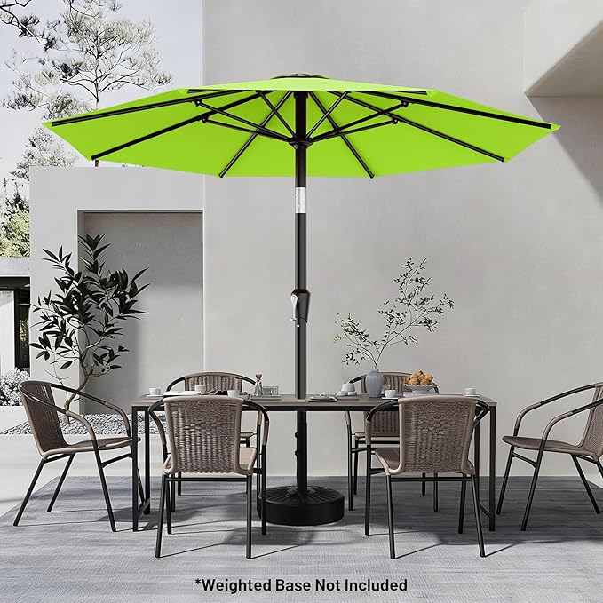 AreShark 9 FT Patio Umbrella for Outdoor, Outdoor Umbrella with Push Button Tilt and Crank, Outdoor Patio Umbrellas with 8 Sturdy Ribs for Market, Garden, Deck, Backyard, Pool (Apple Green)