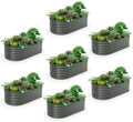 A ANLEOLIFE 7-Set 8X4X2 ft Galvanized Raised Garden Bed Kit, Oval Metal Deep Root Planters for Outdoor Plants, Quartz Grey