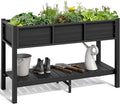 YITAHOME 48x18x30in Raised Garden Bed HDPE, Weather-Resistant Poly Lumber Planter Box with Legs & Storage Shelf, Elevated Garden Bed for Yard, Garden, Balcony - Black