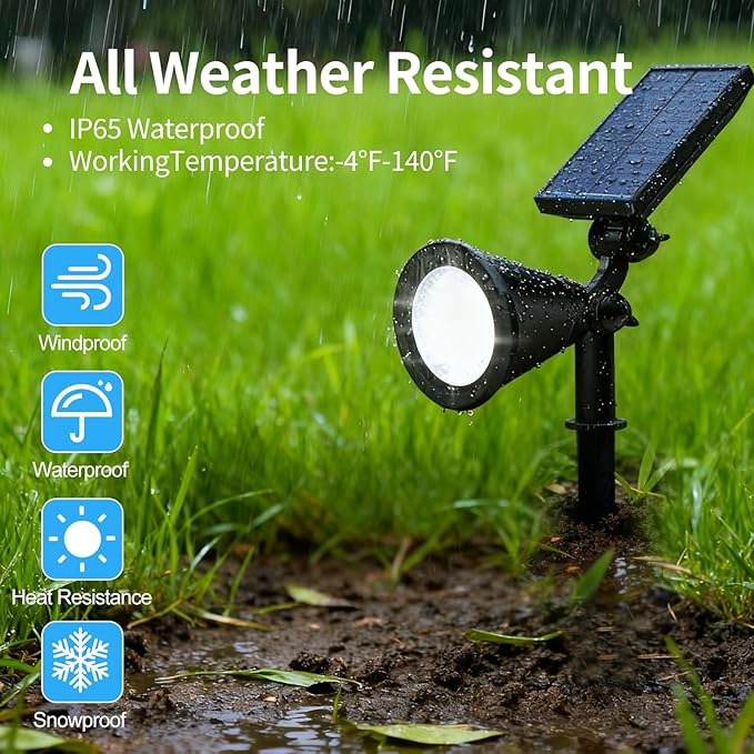 Solar Spot Lights Outdoor Waterproof, 18 LED Solar Powered Landscape Lighting Low Voltage Auto On/Off for Garden, Yard, Tree, Flag, Wall, Pathway, 4 Pack
