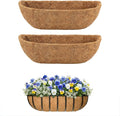 2 Pcs 30 Inch Trough Coco Liner for Window Box, 100% Natural Half Moon Coconut Coir Planter, Replaceable Coconut Fiber Liner for Window Boxes & Fence Flower Baskets (2, 30 inch)