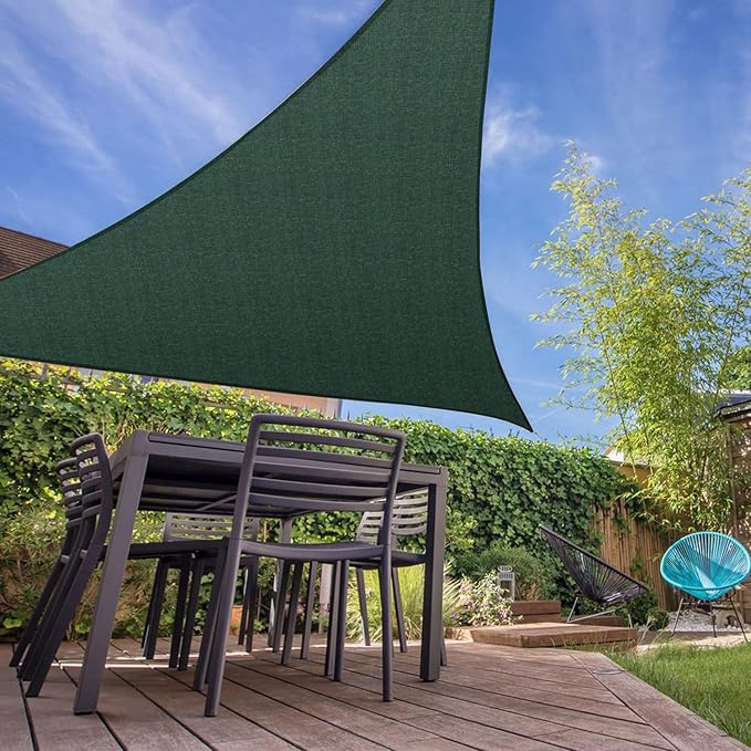 E&K Sunrise 4' x 4' x 4' Sun Shade Sail Triangle Canopy Shade Cover UV Block for Patio Backyard Garden Outdoor (Green)