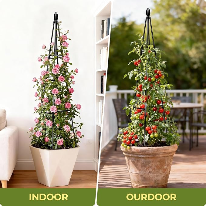 2 Pack Garden Trellis for Climbing Plants Outdoor,68" Tall Cucumber Trellis Garden Obelisk Trellis Rustproof Plants Support with Adjustable Heights for Indoor Potted Plants, Vines, Vegetables