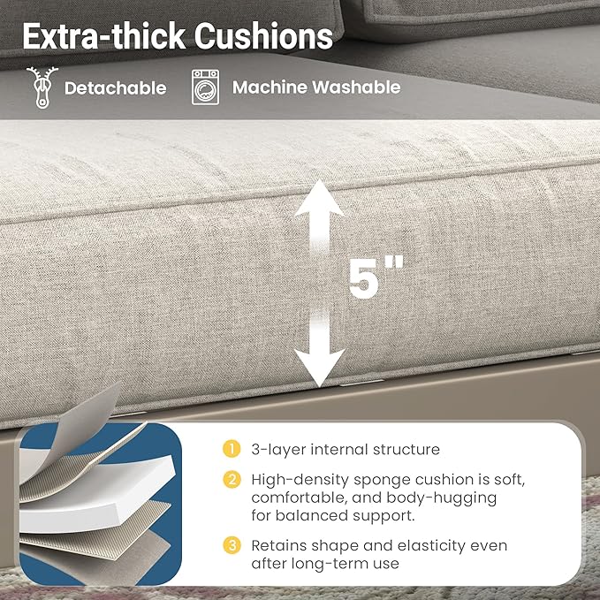 Wisteria Lane 2-Piece Patio Sofa Set, Metal Outdoor Armchair with Waterproof Upgraded Cushions, All-Weather Outdoor Single Sofa for Balcony, Garden, Deck, Backyard, Khaki