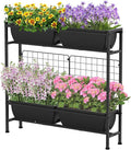 CADUKE Raised Garden Bed, Garden Raised Planter Box with Legs, 32" Elevated Vegetable Garden Beds with Drainage Holes & Trellis, Herb Garden Planter Outdoor for Vegetables, Balcony, Patio, Black