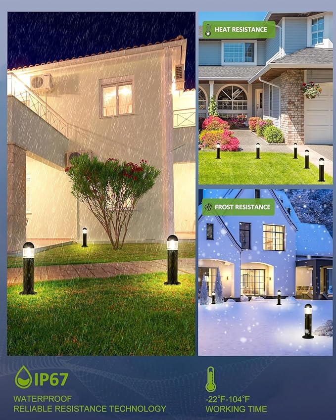 2 Pack Low Voltage Landscape Pathway Lights, 12V LED Bollard Light IP67 Waterproof, Outdoor Driveway Walkway Wired Lights (Included Connector and Stakes) - Yard Garden Lawn,2700K Warm White