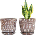 Gepege Ceramic Planter, 6 Inch Plant Pot with Drainage Holes and Saucers for Indoor Plants, Birthday for Women Mom