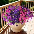 INQCMY Artificial Flowers for Outdoors Fake Plants Spring Decoration, 12 Bundles Faux Petunias UV Resistant No Fade Realistic Silk Flower for Outside Planters Patio Porch Yard Window Box