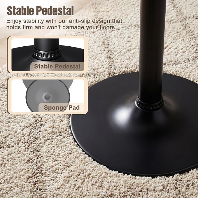 Furmax Bistro Pub Table Round Bar Height Cocktail Table for Home Bar, Round Bar Tables for Party, Dining Room, Living Room and Wedding, Metal Base MDF Top Obsidian, 40.6 Inch Height (1, Dark Black-1)