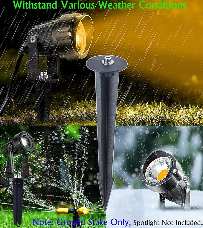 Aluminum Metal Ground Stake Spike Replacement for 3W-120W Outdoor Garden Spotlight Pathway Flood Wall Washer Solar Light,Low Voltage Landscape Light,10.4 inches Large Size