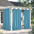 NICETOWN 2 Panels Weighted Outdoor Curtains for Patio Waterproof, Thermal Insulated Grommet & Back Tab on Top & Bottom Windproof Sun Blocking Draperies for Gazebo with Fixed Rope, Teal Blue, W66 x L84