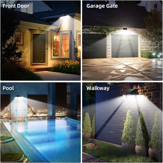 2500LM Solar Lights Outdoor with Motion Sensor,3 Head 270° Wide Angle Street Area Lights,IP65 Waterproof Security Lighting with 3 Modes(Non-Remote,1 Pcs)