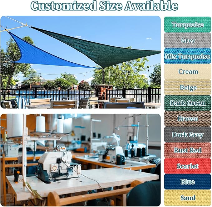 Shade&Beyond 8'x10' Sun Shade Sails Canopy Rectangle Sand 185GSM Shade Sail for Patio Deck Yard Backyard, (We Make Custom Size)