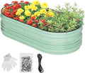 WORKPRO 4x2x1ft Galvanized Raised Garden Bed Set, Rust & Corrosion Protection, Easy Assembly, Safe Edge, Ideal for Vegetables & Flowers, Light Green