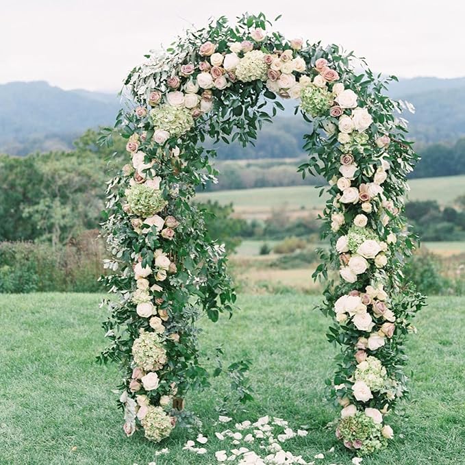 Garden Arch Trellis Metal Garden Arbor for Various Climbing Plant, Wedding Arches for Ceremony Decoration Outdoor Lawn Backyard, 7'8" H x 4'5" W, Dark Green