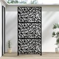 Casaphoria Metal Privacy Screen Outdoor, 72" H x 35" W Freestanding Decorative Privacy Screen for Patio Deck Balcony Garden with Stable Base, Black-Net