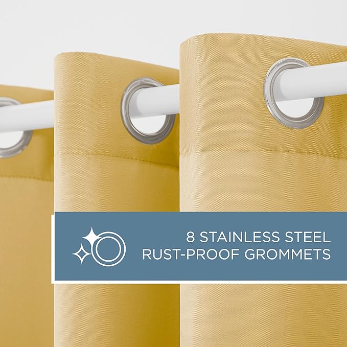 TOWN & COUNTRY BASICS Cabana Solid Heavyweight Indoor Outdoor Curtains, Light Filtering Opacity with Grommet Top, Water Repellent, 2-Pack Set, 54"x108", Sundress Yellow