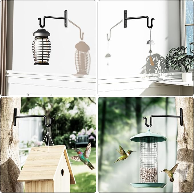 Hanging Plant Brackets 10 Inch - 2 Pack Plant Hanger for Hanging Plants, Plant Hook for Hanging Bird Feeders, Flower Baskets, Wind Chimes, Lanterns, Indoor or Outdoor.