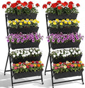 2 Pack 5-Tier Vertical Garden Planter 4.5 ft Tall Raised Garden Bed with Lockable Wheels & Drainage, Removable Elevated Herb Vegetable Flower Planter for Patio Deck Indoor Outdoor(Black)
