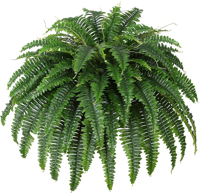 Single Silky Artificial Boston Fern Bush, 43Inch Large Artificial Ferns for Outdoors, Large Faux Ferns Artificial Plants,Suitable for Decorating Office, Living Room Faux Greenery,69Branches