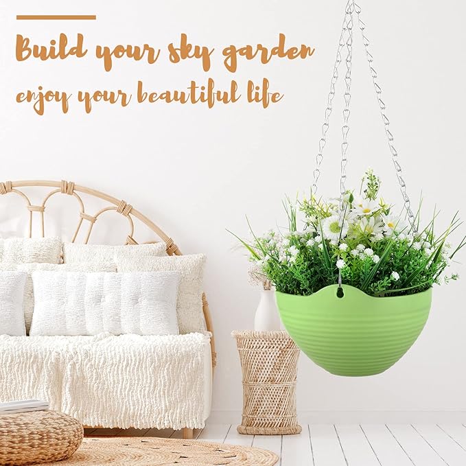 Zopeal 16 Pack Self Watering Hanging Planters, 8 Inch, Colorful, Resin Material with Metal Chain, Suitable for Indoor and Outdoor Plants