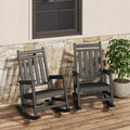 Rocking Chair Outdoor Set of 2 - HDPE Poly High Back Porch Rocker Chairs for Adults - All Weather Resistant Furniture for Patio Front Porch - Black