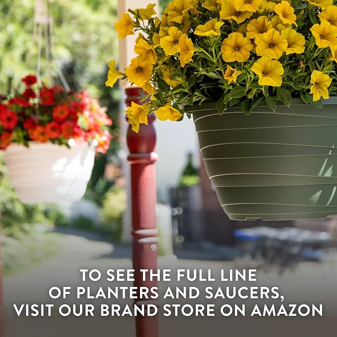 The HC Companies 11 Inch Wrapt Hanging Planters, Lightweight UV-Resistant Plastic Hanging Planters for Indoor & Outdoor Plants, 2-Pack Hanging Flower Pots for Garden, Patio & Home Decor, Black