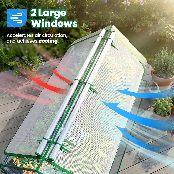 Quictent Raised Garden Bed Galvanized Raised Beds for Gardening Vegetables with Cover 6x3x2 ft Tall Metal Planter Box Outdoor Use (Clear)