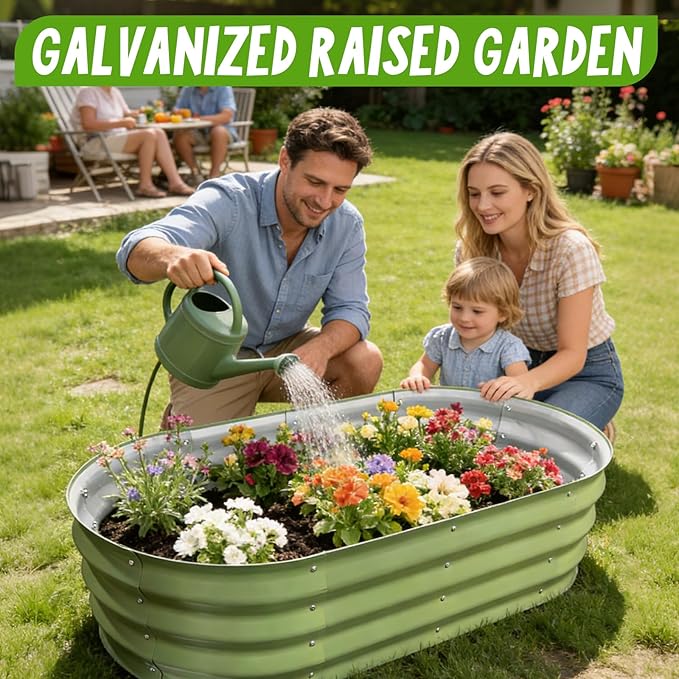 Galvanized Raised Garden Bed, 4x2x1 FT Thickening Planter Boxes Outdoor, Raised Beds for Gardening, Easy Assembly Large Garden Bed for Vegetables, Fruits, Flowers (2-Pack)