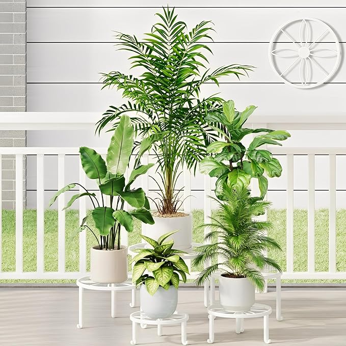 5 Pack Heavy Duty Metal Stand Decorates Multiple Plants for Indoor and Outdoor, Anti-Rust Iron Flower Pot Holder Stand, Potted Plant Shelf for Garden,Patio